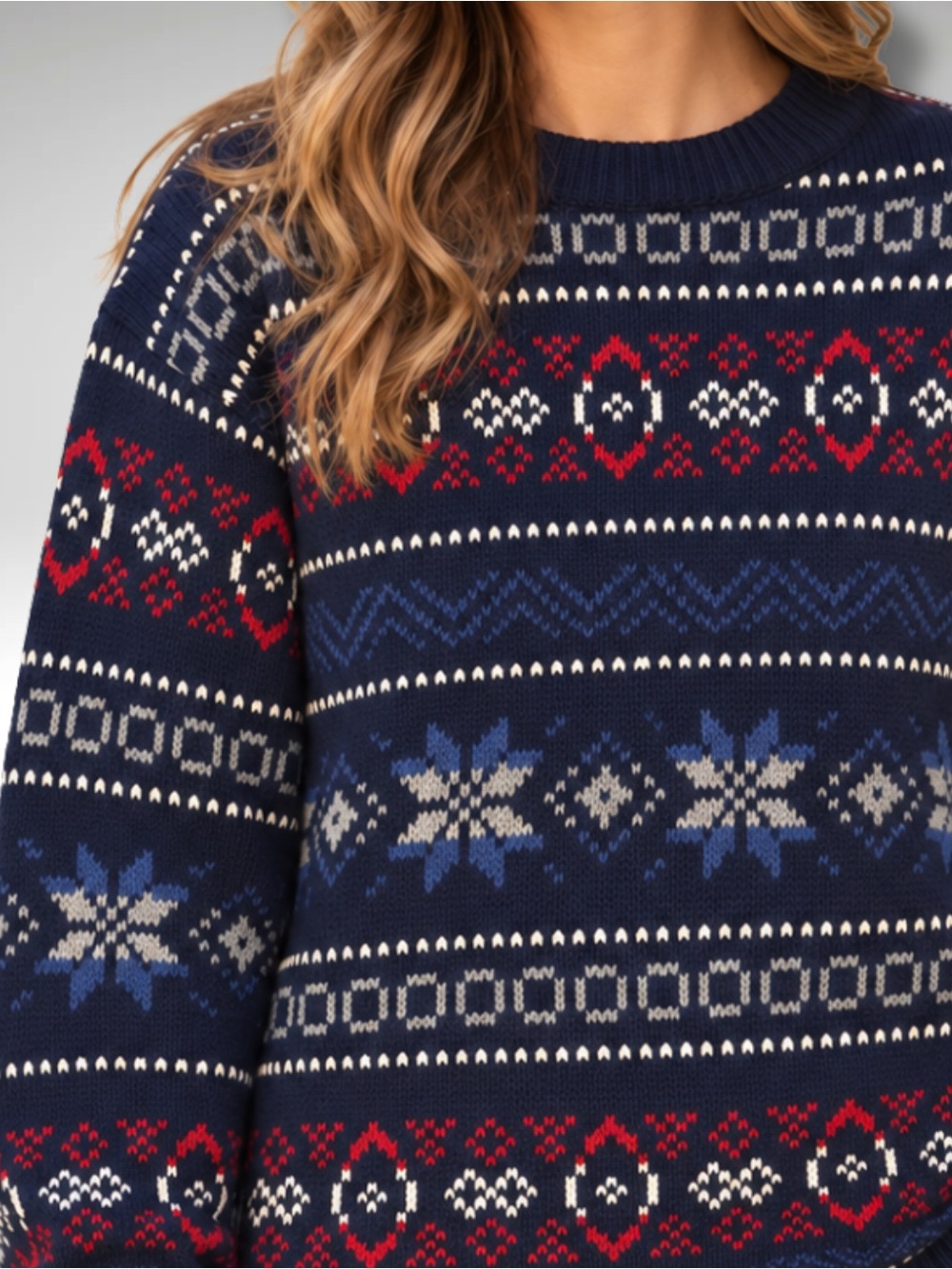 Vintage Eddie Bauer Fair Isle Cotton Sweater Men’s L Navy Nordic Made in USA